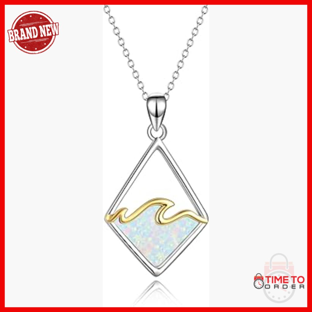 Sterling Silver Abalone Shell Wave Pendant Necklace 18 Inch Chain